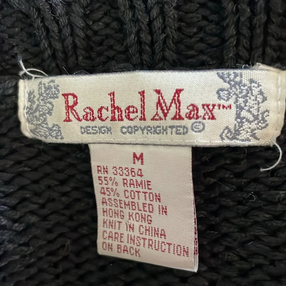 Vintage Rachel Max Cotton Floral Sweater Cottage Medium Shoulder Pads - Picture 4 of 4